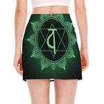 Anahata Chakra Symbol Print Side Slit Mini Skirt