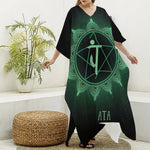 Anahata Chakra Symbol Print Silk V-Neck Kaftan Dress