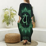 Anahata Chakra Symbol Print Silk V-Neck Kaftan Dress