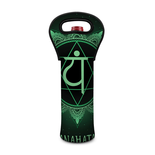 Anahata Chakra Symbol Print Single Neoprene Wine Tote