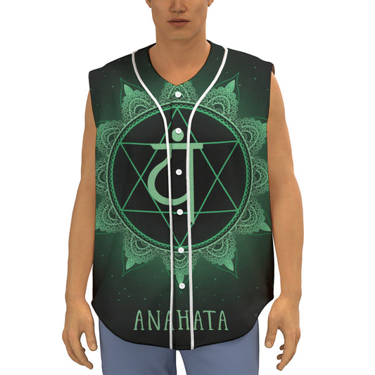 Anahata Chakra Symbol Print Sleeveless Baseball Jersey