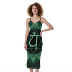 Anahata Chakra Symbol Print Slim Fit Midi Cami Dress