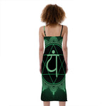 Anahata Chakra Symbol Print Slim Fit Midi Cami Dress