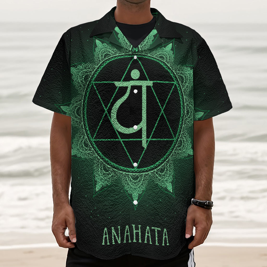 Anahata Chakra Symbol Print Textured Short Sleeve Shirt