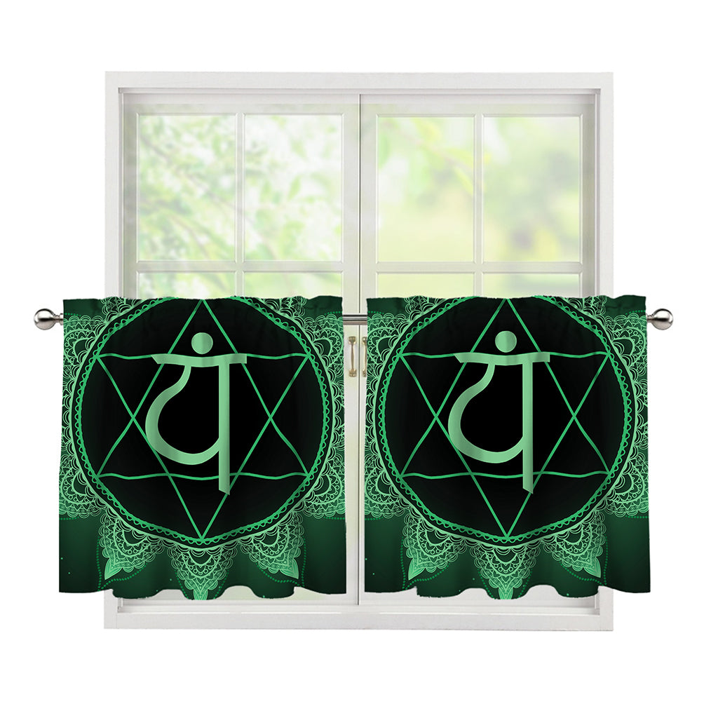 Anahata Chakra Symbol Print Tier Curtains