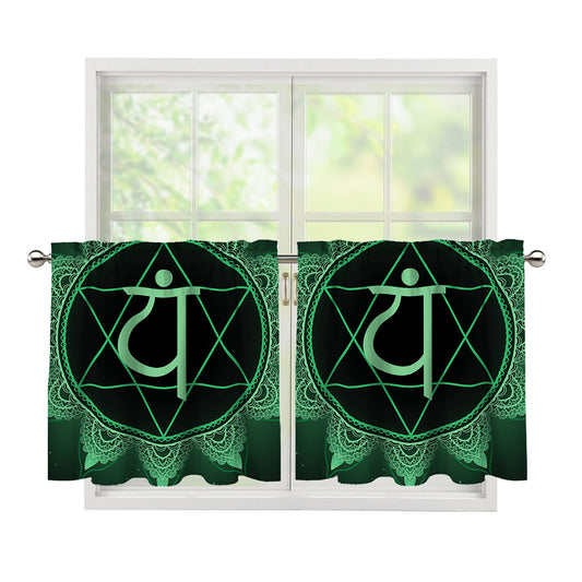 Anahata Chakra Symbol Print Tier Curtains
