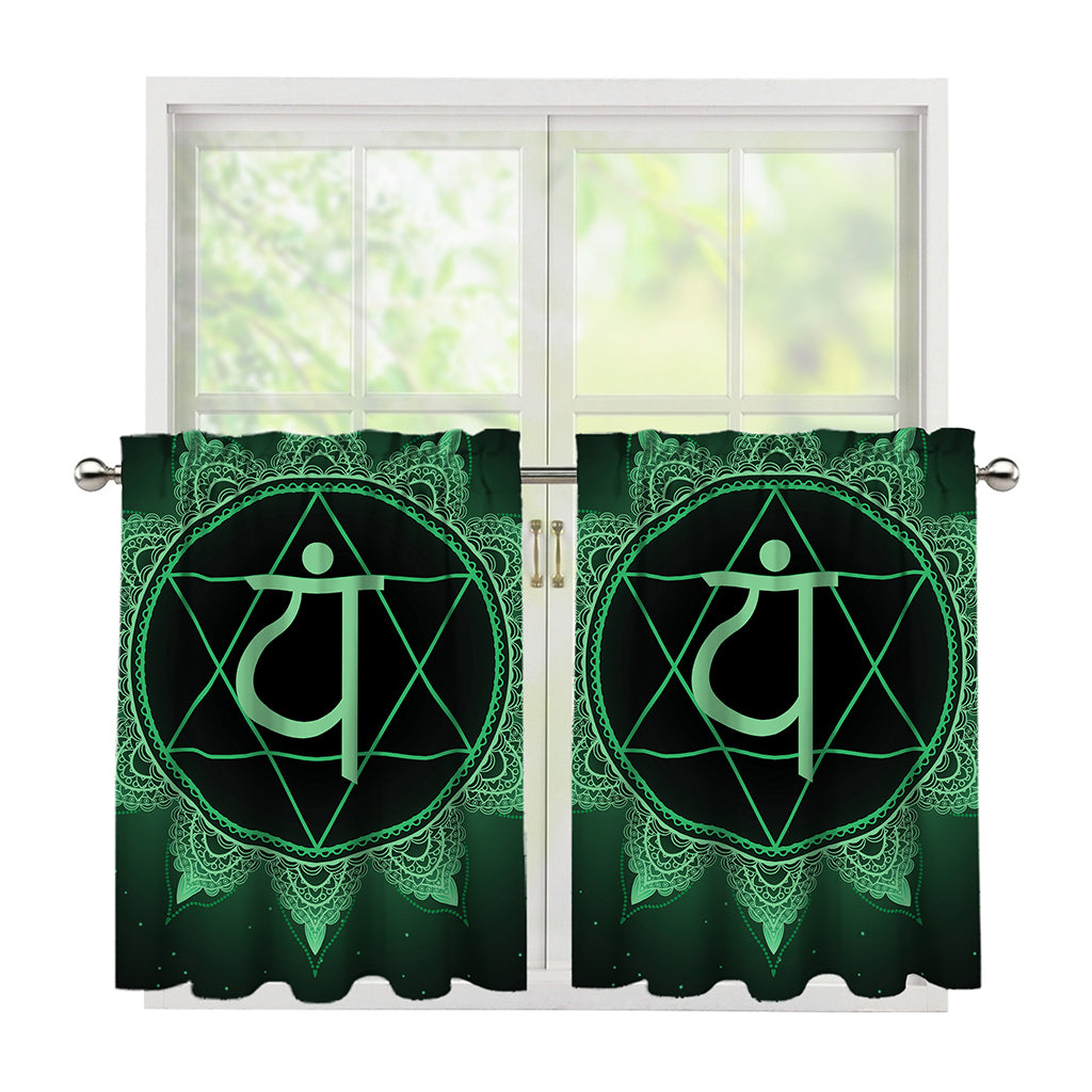 Anahata Chakra Symbol Print Tier Curtains