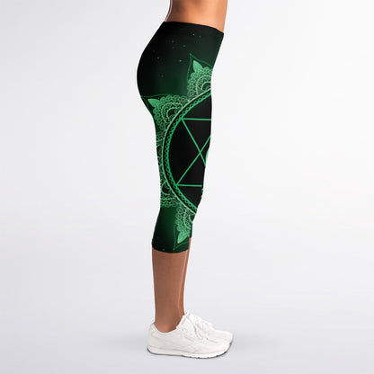 Anahata Chakra Symbol Print Women's Capri Leggings