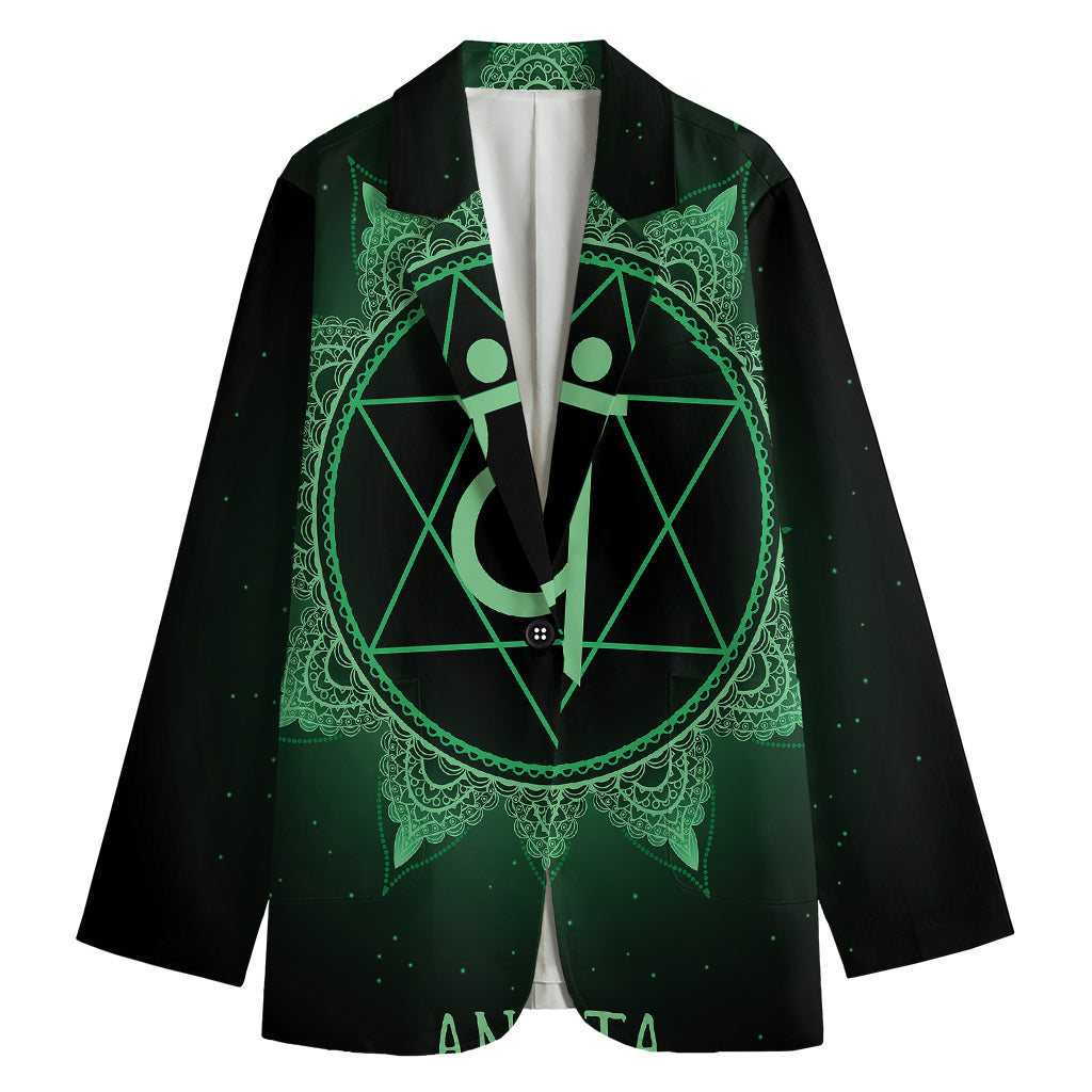 Anahata Chakra Symbol Print Women's Cotton Blazer