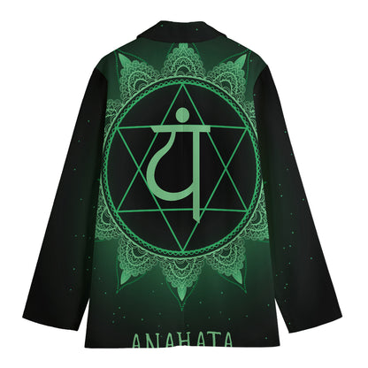 Anahata Chakra Symbol Print Women's Cotton Blazer