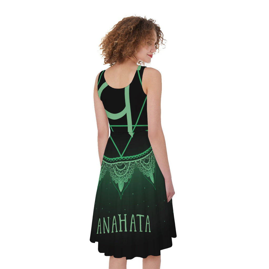 Anahata Chakra Symbol Print Women's Sleeveless Dress