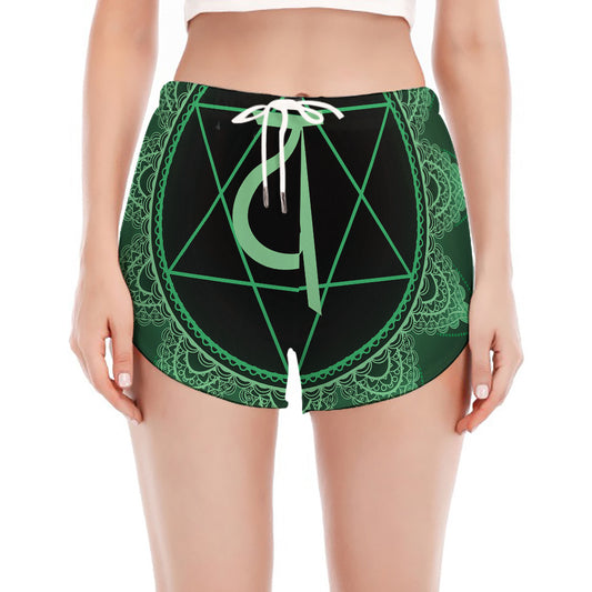 Anahata Chakra Symbol Print Women's Split Running Shorts