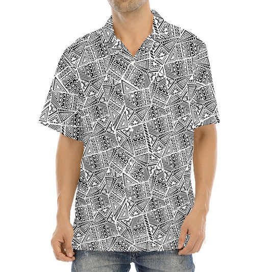 Ancient Aztec Tribal Pattern Print Aloha Shirt