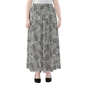 Ancient Aztec Tribal Pattern Print Chiffon Maxi Skirt