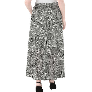 Ancient Aztec Tribal Pattern Print Chiffon Maxi Skirt