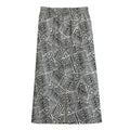 Ancient Aztec Tribal Pattern Print Cotton Front Slit Maxi Skirt