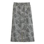 Ancient Aztec Tribal Pattern Print Cotton Front Slit Maxi Skirt