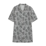 Ancient Aztec Tribal Pattern Print Cotton Hawaiian Shirt