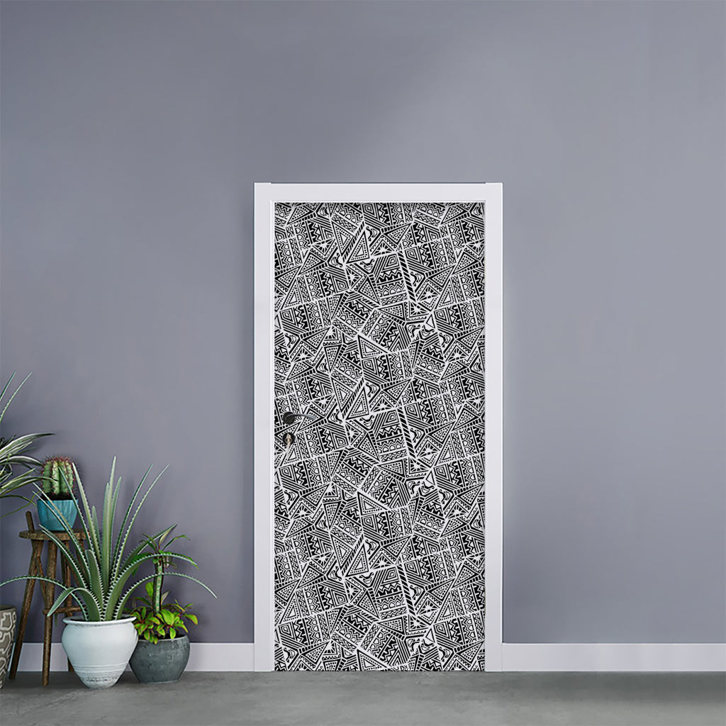 Ancient Aztec Tribal Pattern Print Door Sticker