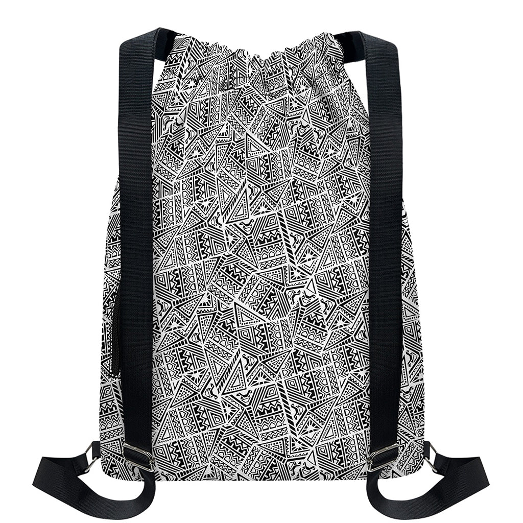 Ancient Aztec Tribal Pattern Print Drawstring Backpack