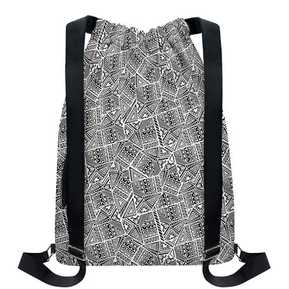 Ancient Aztec Tribal Pattern Print Drawstring Backpack