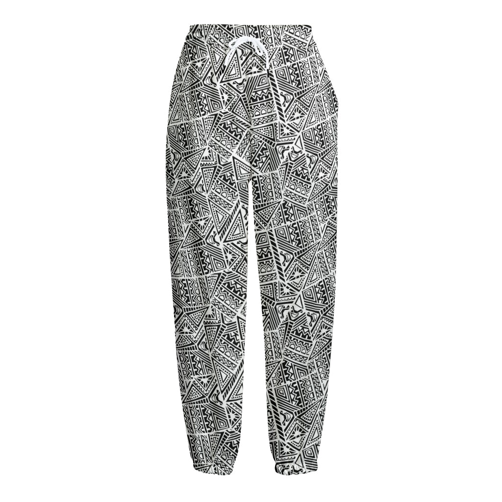 Ancient Aztec Tribal Pattern Print Fleece Lined Knit Pants