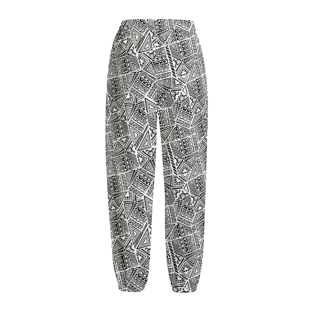 Ancient Aztec Tribal Pattern Print Fleece Lined Knit Pants
