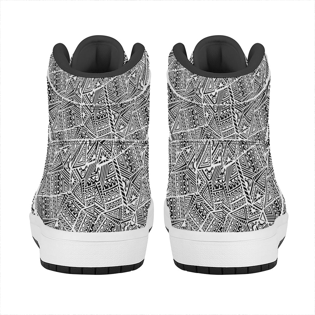 Ancient Aztec Tribal Pattern Print High Top Leather Sneakers
