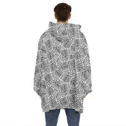 Ancient Aztec Tribal Pattern Print Hoodie Blanket