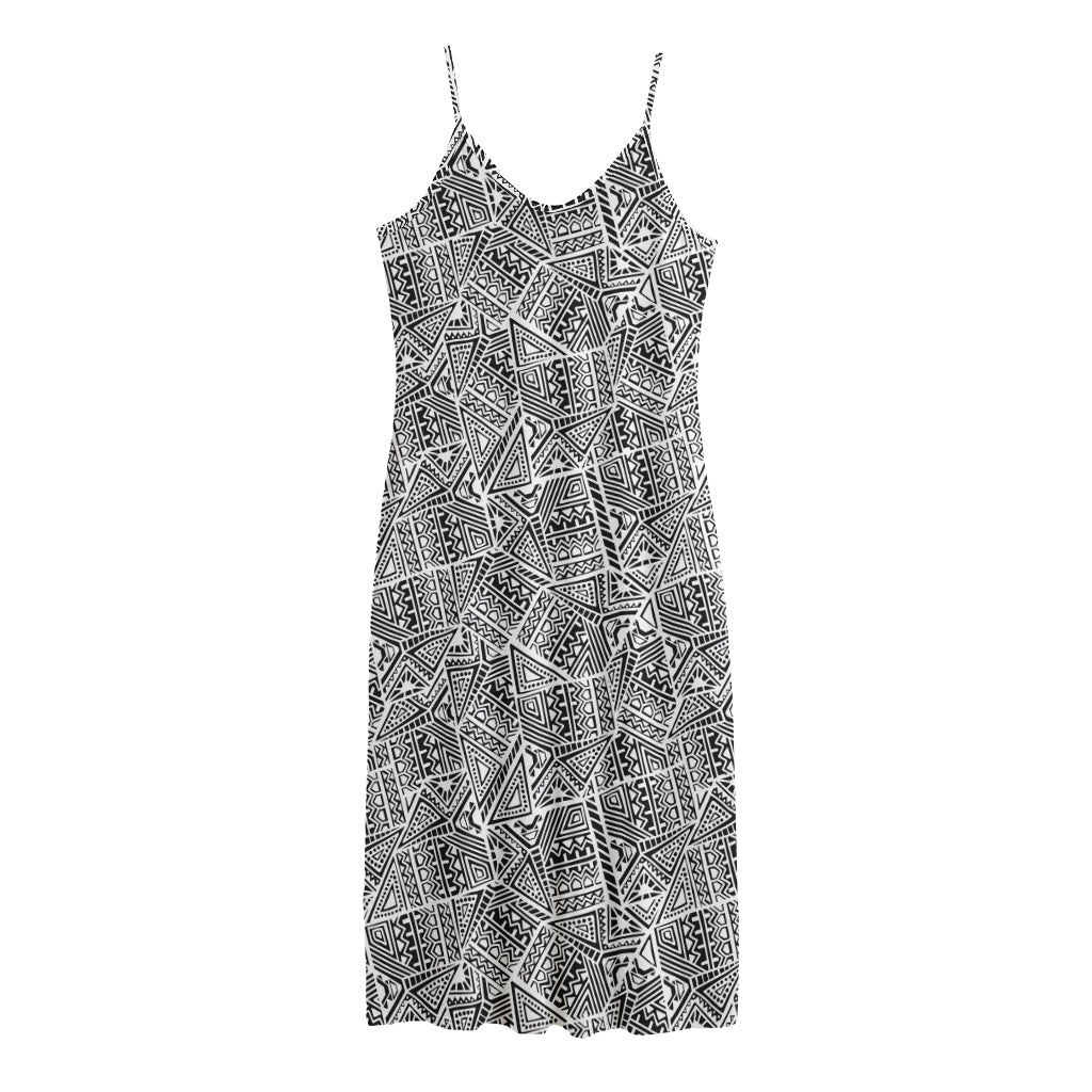 Ancient Aztec Tribal Pattern Print Jersey Midi Cami Dress