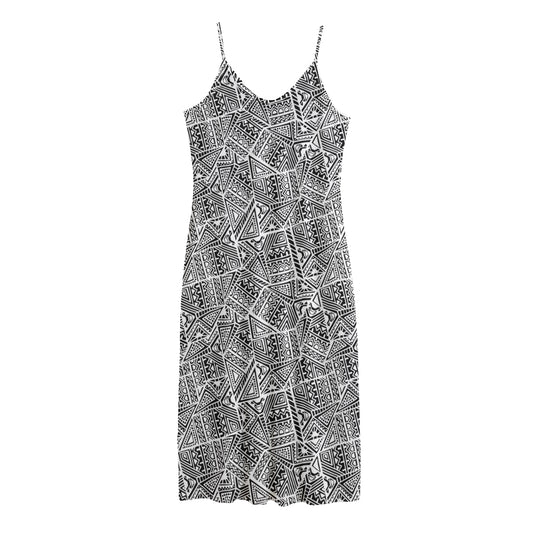 Ancient Aztec Tribal Pattern Print Jersey Midi Cami Dress