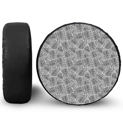 Ancient Aztec Tribal Pattern Print Leather Spare Tire Cover