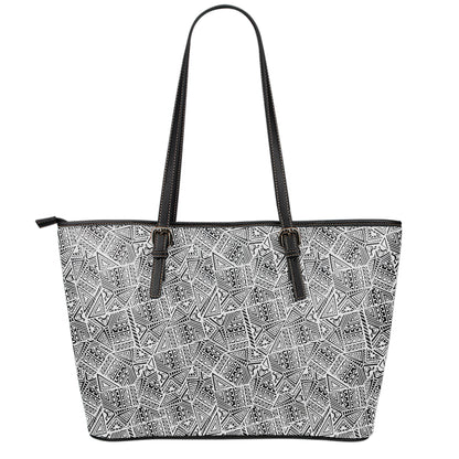 Ancient Aztec Tribal Pattern Print Leather Tote Bag