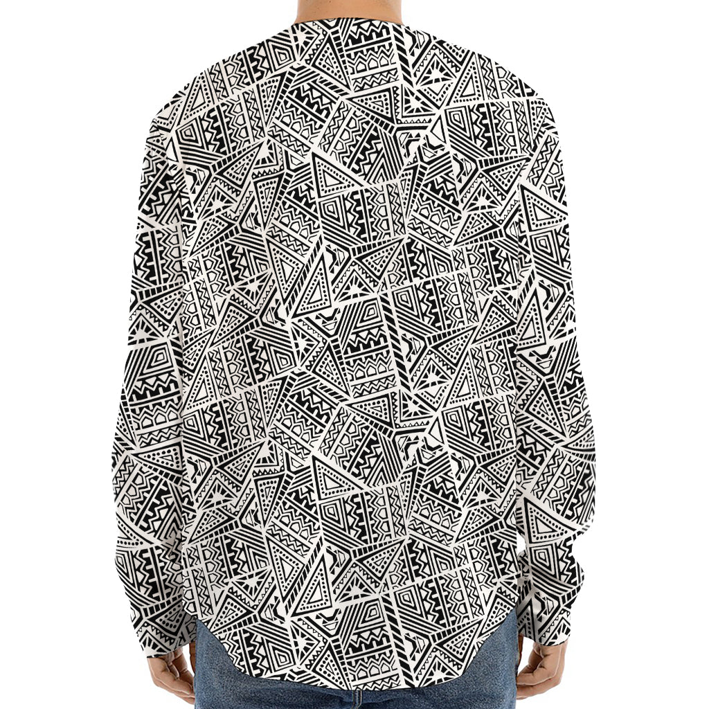 Ancient Aztec Tribal Pattern Print Long Sleeve Baseball Jersey