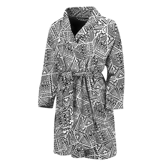 Ancient Aztec Tribal Pattern Print Men's Bathrobe