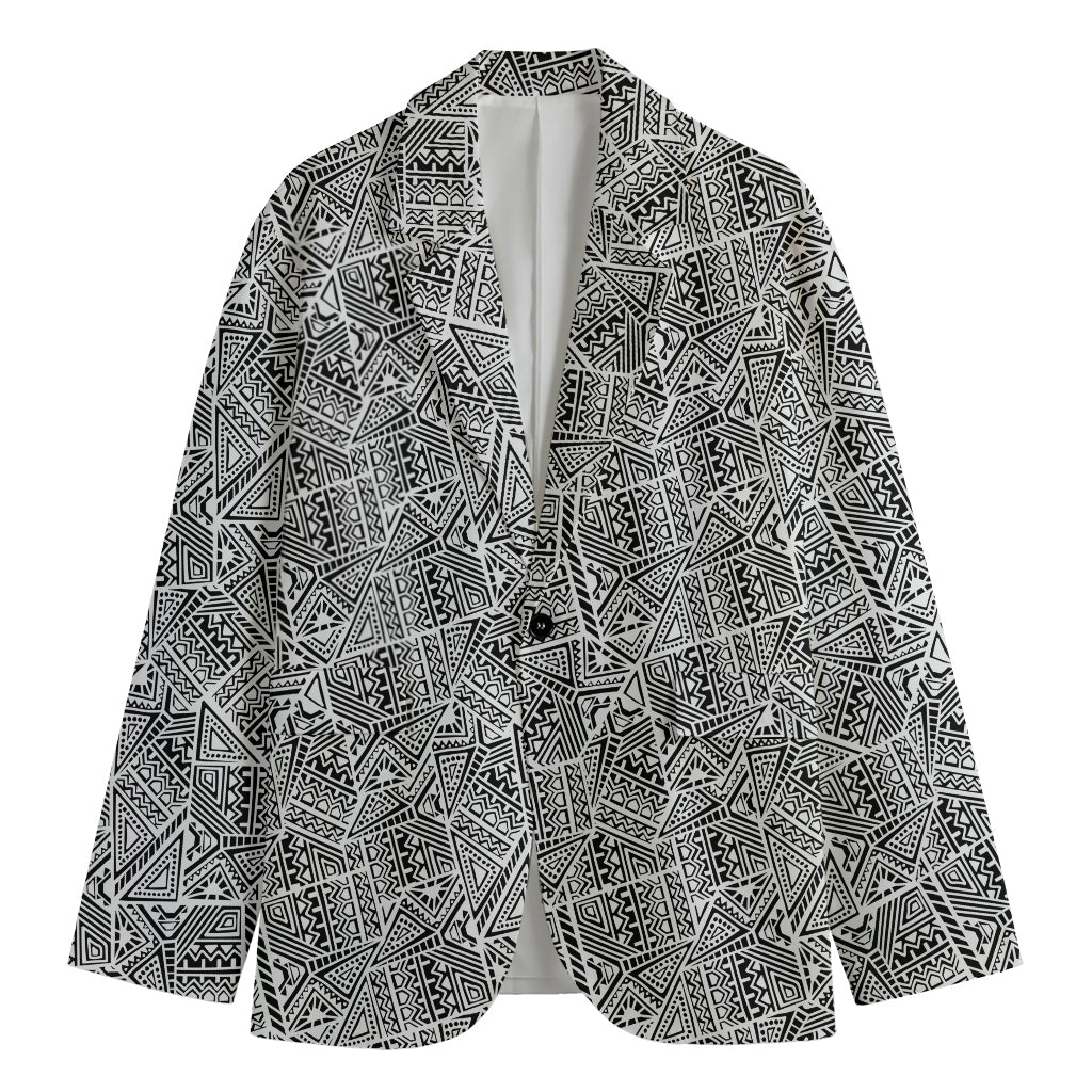 Ancient Aztec Tribal Pattern Print Men's Cotton Blazer