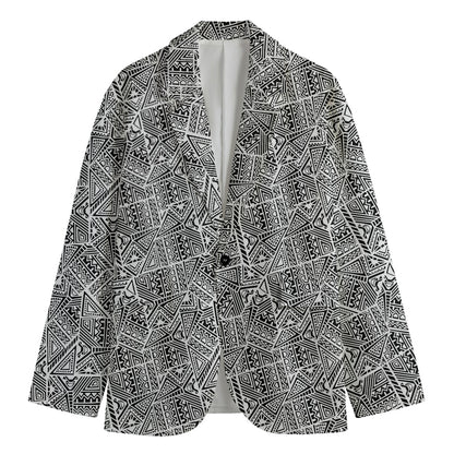 Ancient Aztec Tribal Pattern Print Men's Cotton Blazer