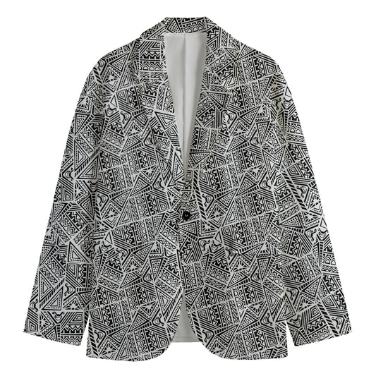 Ancient Aztec Tribal Pattern Print Men's Cotton Blazer