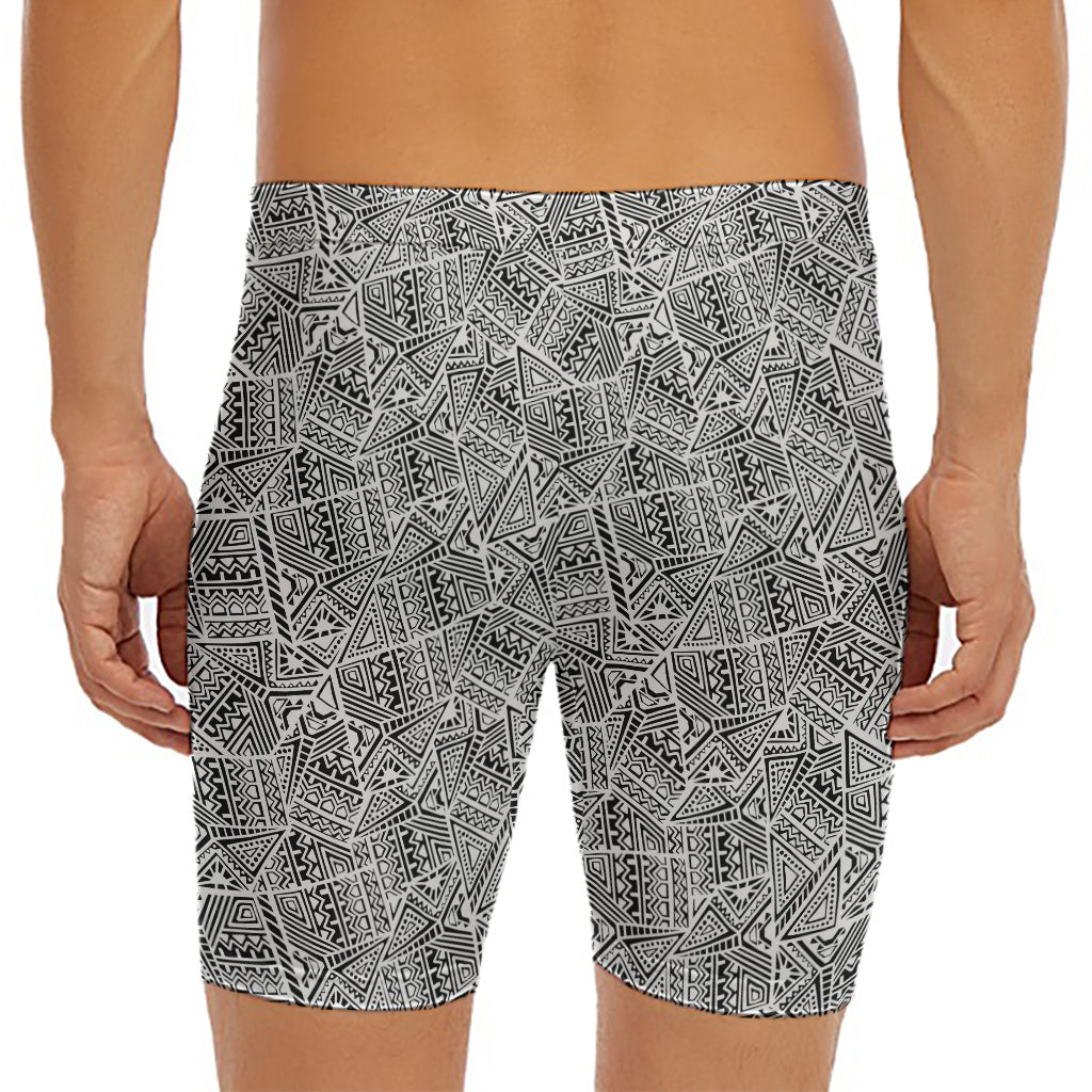 Ancient Aztec Tribal Pattern Print Men's Long Boxer Briefs