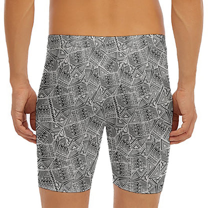 Ancient Aztec Tribal Pattern Print Men's Long Boxer Briefs