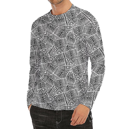 Ancient Aztec Tribal Pattern Print Men's Long Sleeve Rash Guard