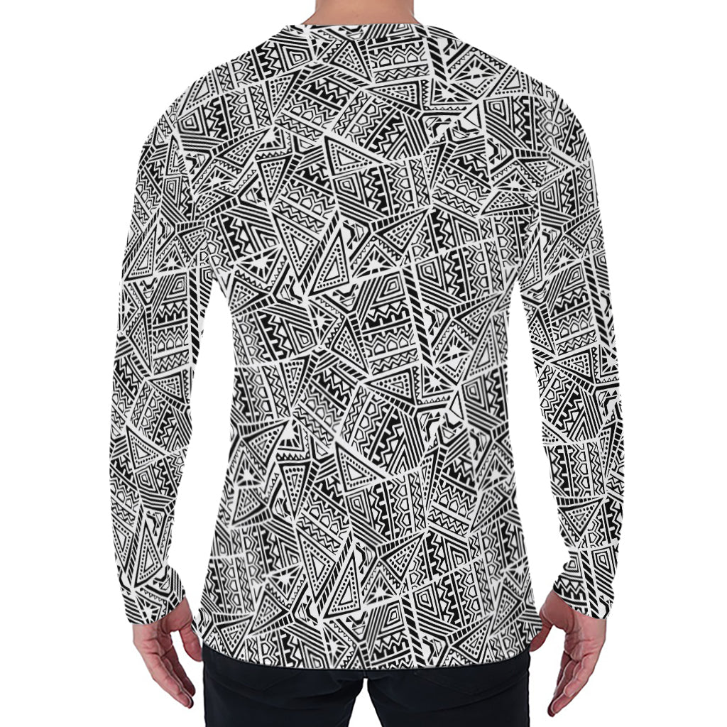 Ancient Aztec Tribal Pattern Print Men's Long Sleeve T-Shirt