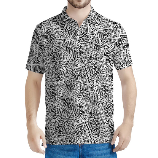 Ancient Aztec Tribal Pattern Print Men's Polo Shirt