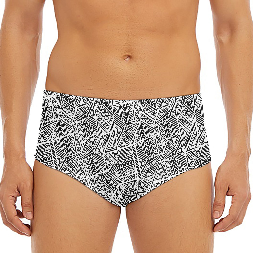 Ancient Aztec Tribal Pattern Print Men's Triangle Swim Briefs