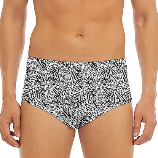 Ancient Aztec Tribal Pattern Print Men's Triangle Swim Briefs