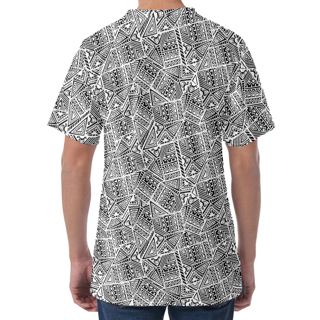 Ancient Aztec Tribal Pattern Print Men's Velvet T-Shirt