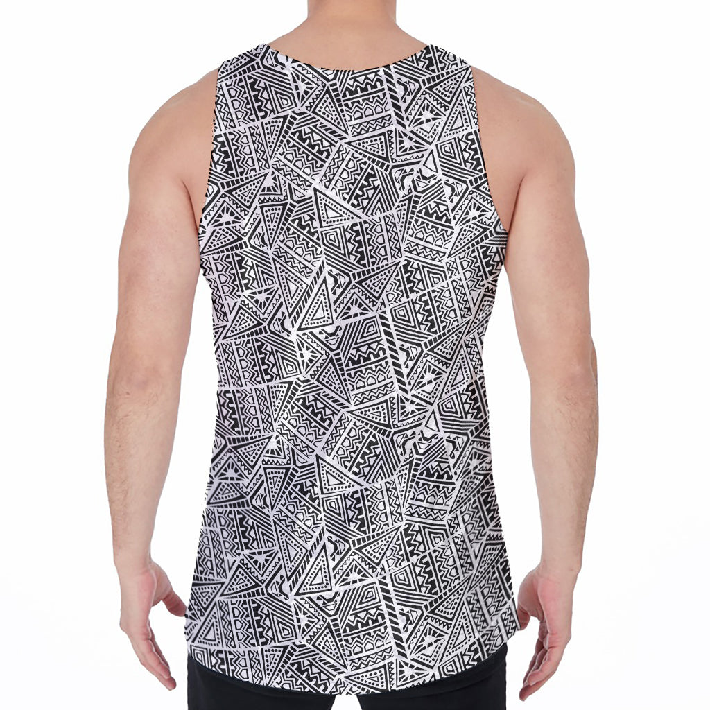 Ancient Aztec Tribal Pattern Print Men's Velvet Tank Top