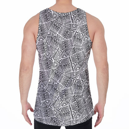 Ancient Aztec Tribal Pattern Print Men's Velvet Tank Top