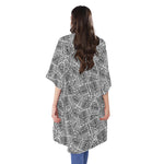 Ancient Aztec Tribal Pattern Print Open Front Beach Cover Up