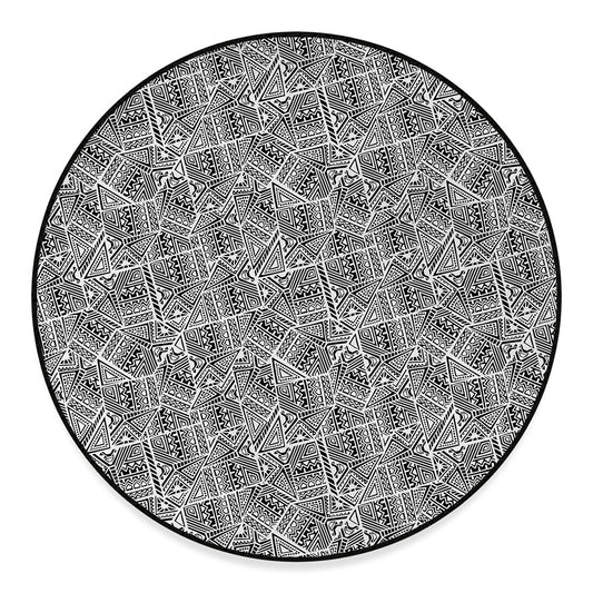 Ancient Aztec Tribal Pattern Print Round Floor Mat